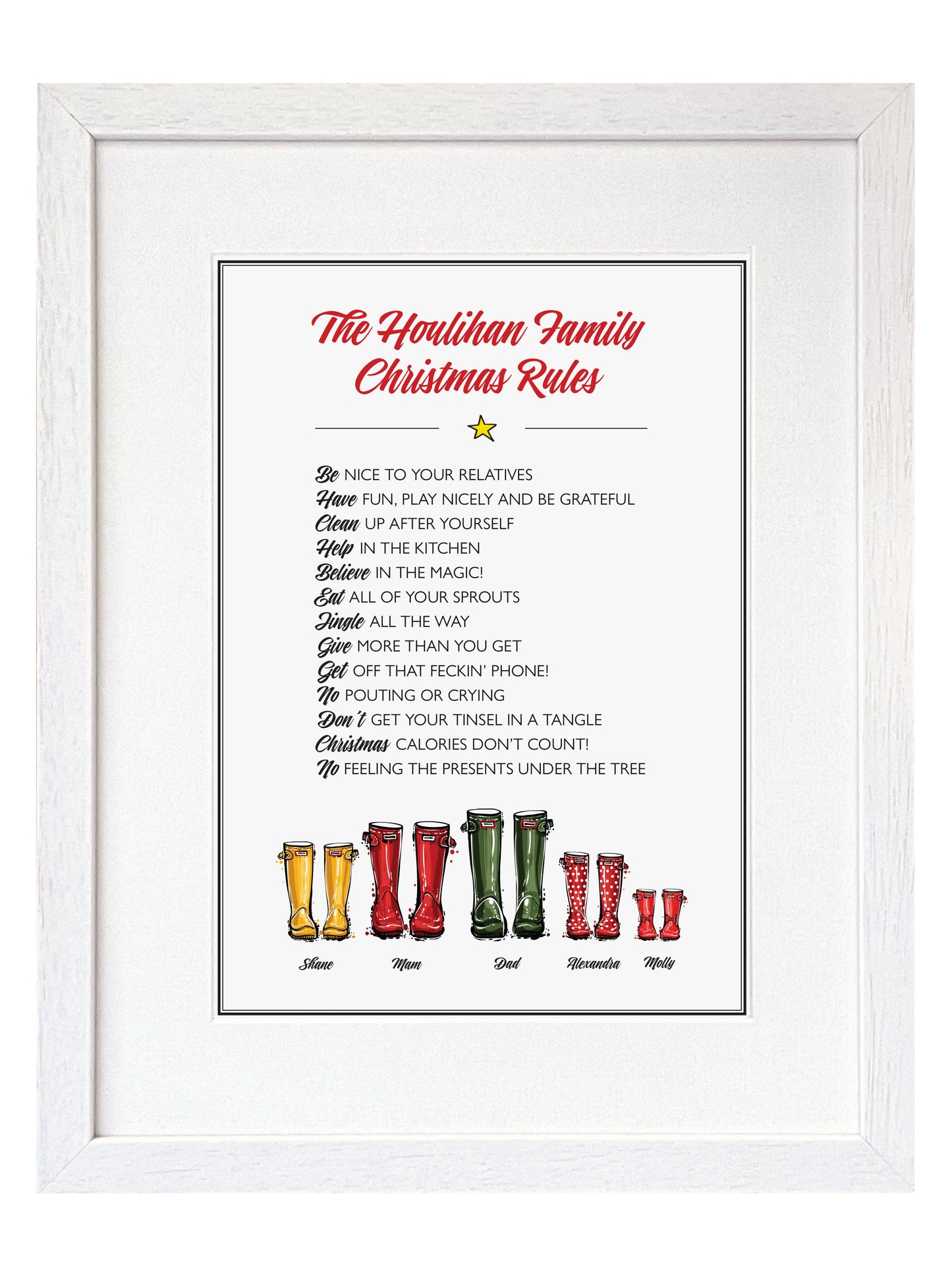 Christmas Welly Family Rules