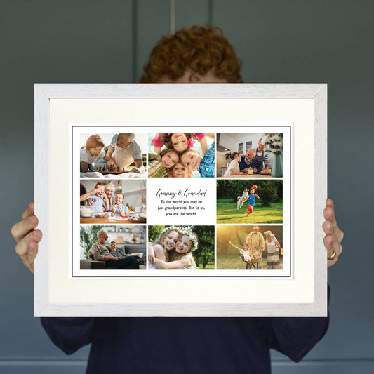 Grandparents photo collage personalised print (x8) (14"x11" mounted print)