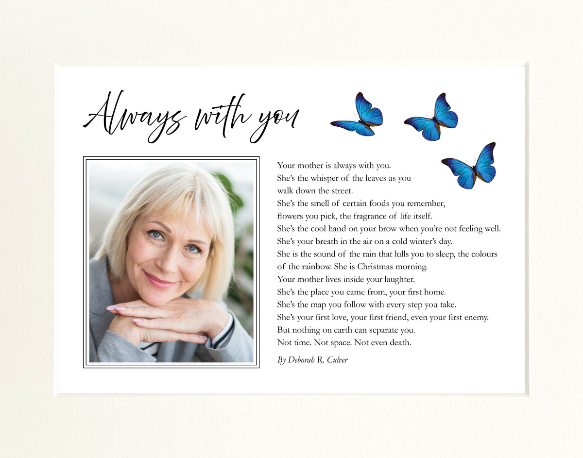 "Always With You" personalised print with photo (14"x11" mounted print)