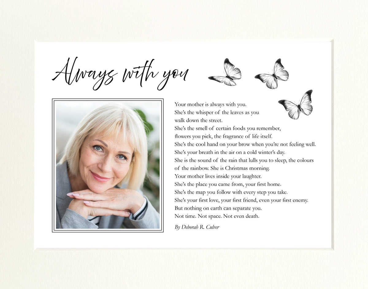"Always With You" personalised print with photo (14"x11" mounted print)