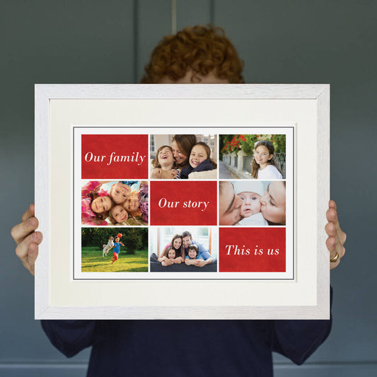 "This is us" Family Photo Collage personalised print (14"x11" mounted print)
