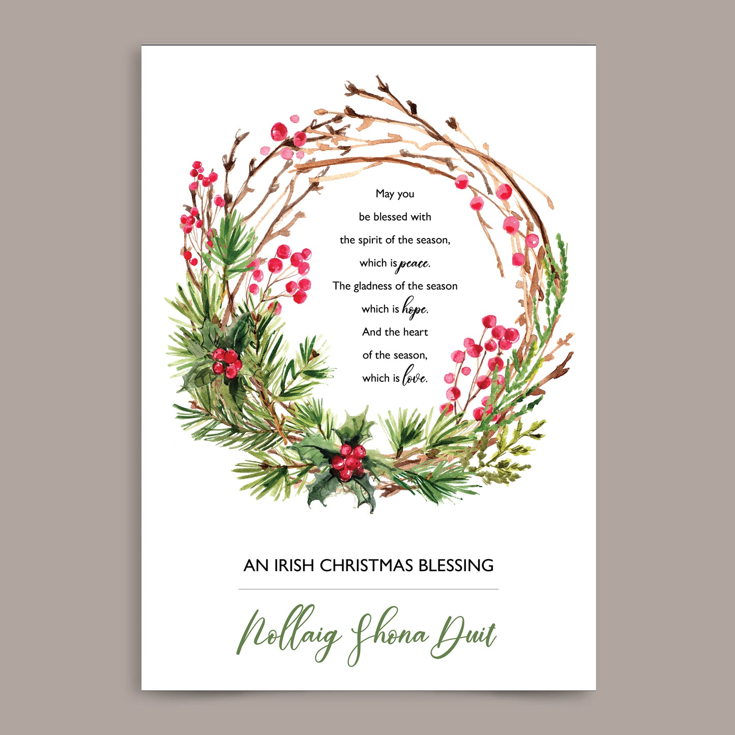 Irish Christmas Blessing Print