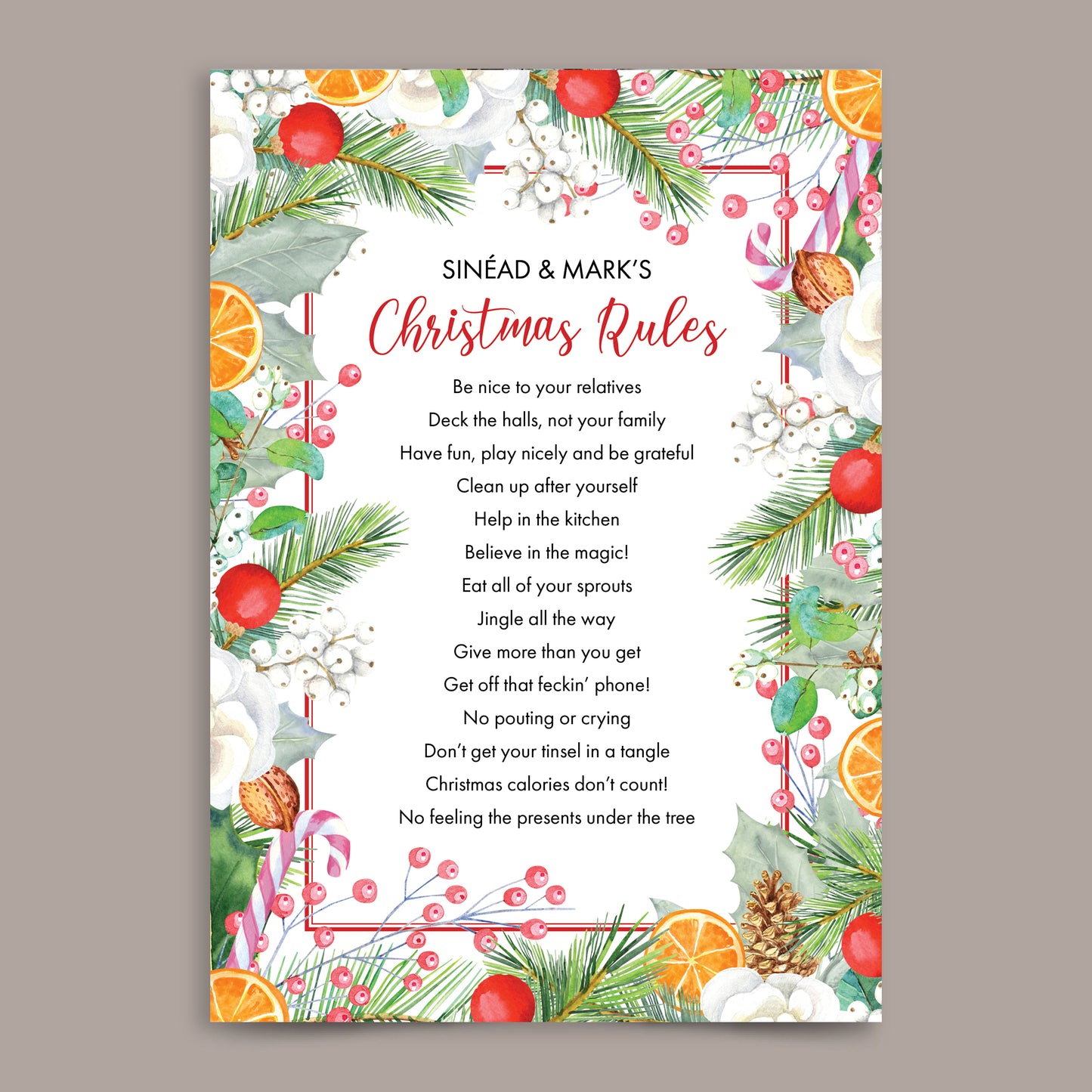 Christmas Rules Festive Print