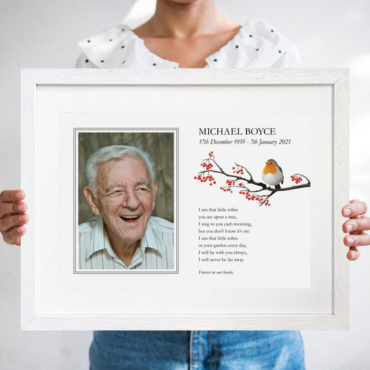 Robin & Photo Personalised Print (14"x11"/10"x8" Mounted Print)