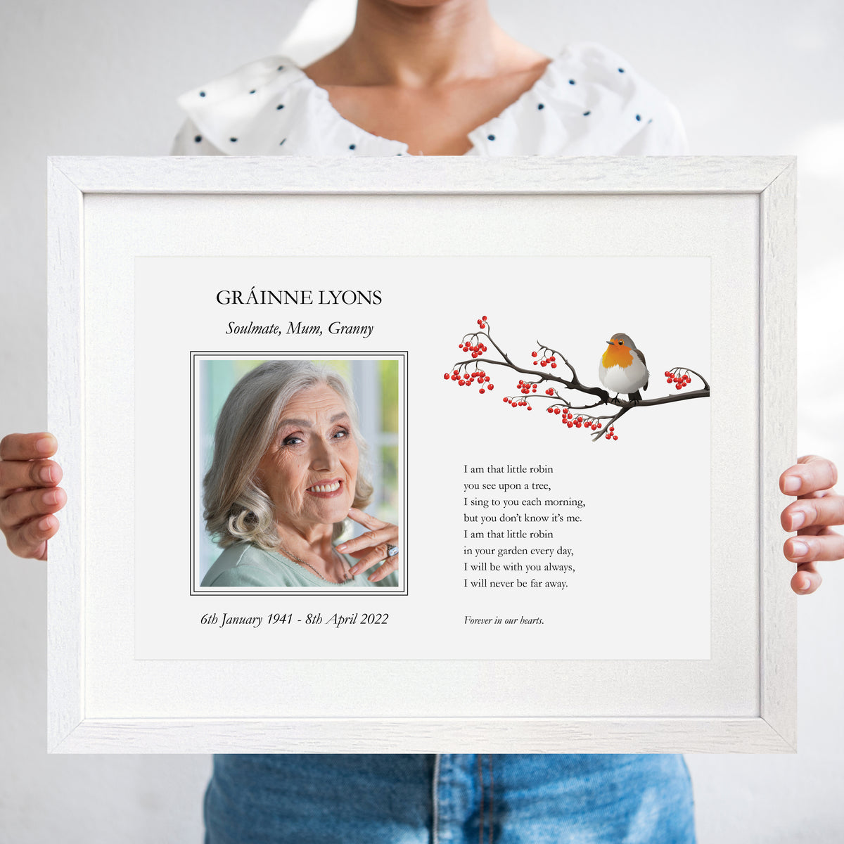Robin & Photo Personalised Print (14"x11" Mounted Print)