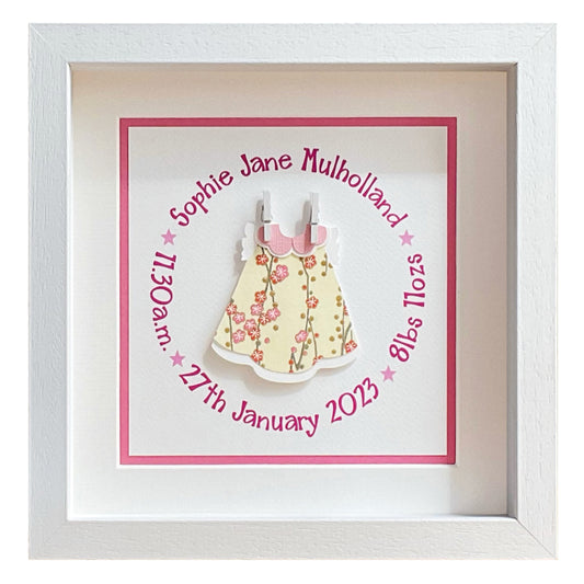 Baby Girl's dress handmade gift frame (personalised & made to order)