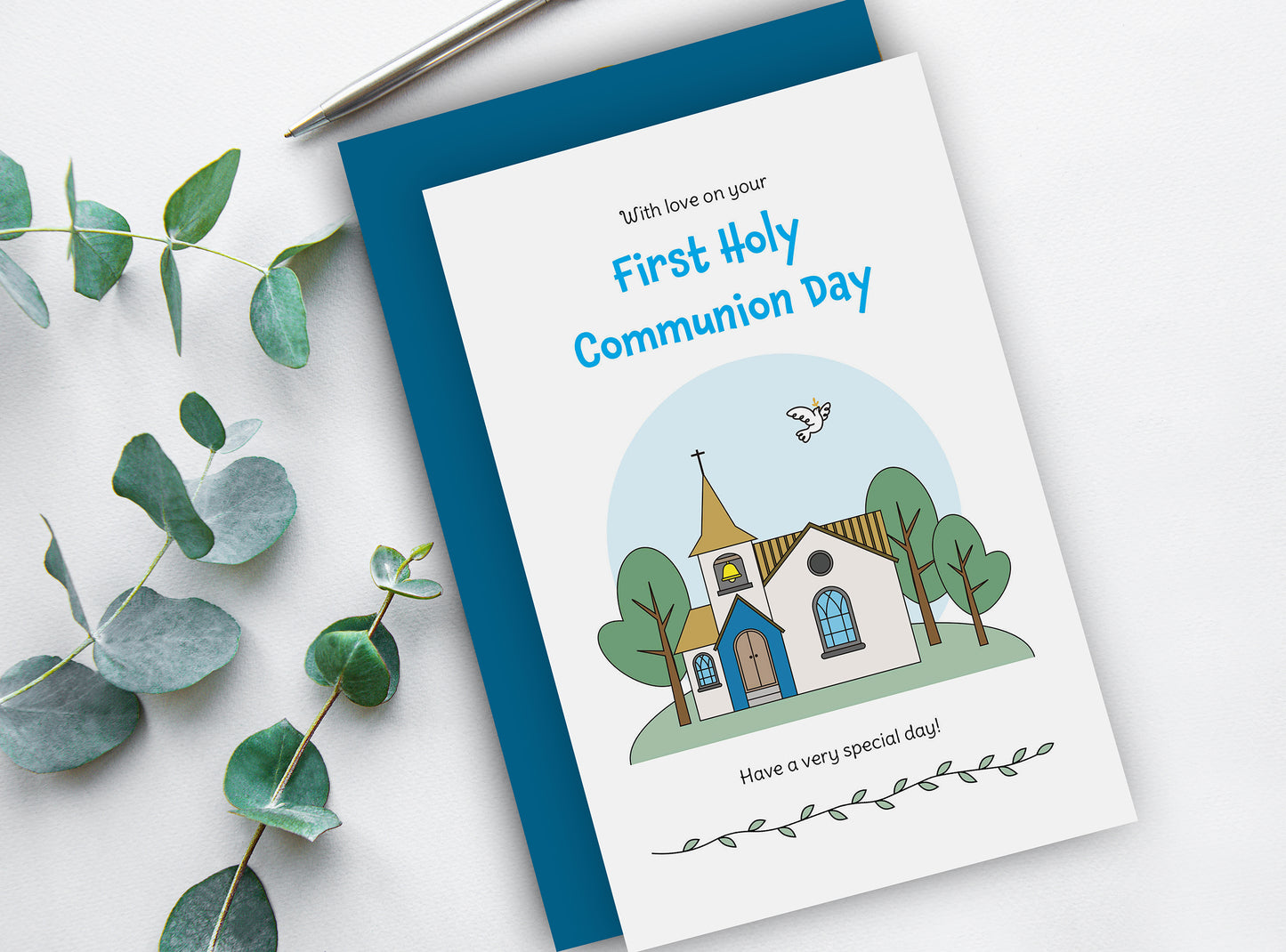 Boy's Framed Communion illustration Gift WITH matching card & Gift Bag