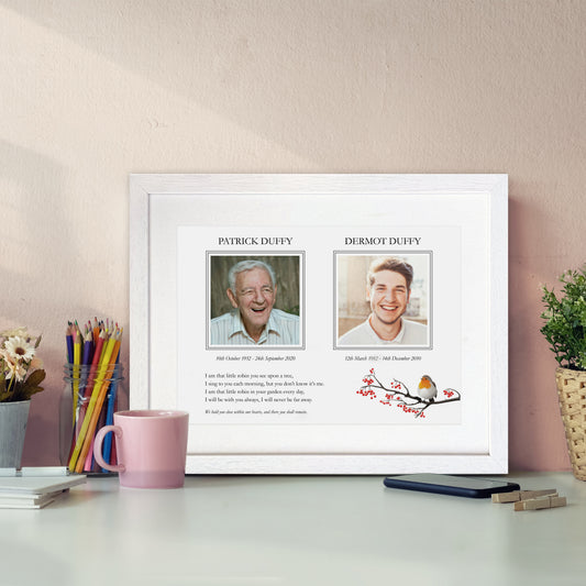 Robin & 2 photos Personalised Print (14"x11" Mounted Print)